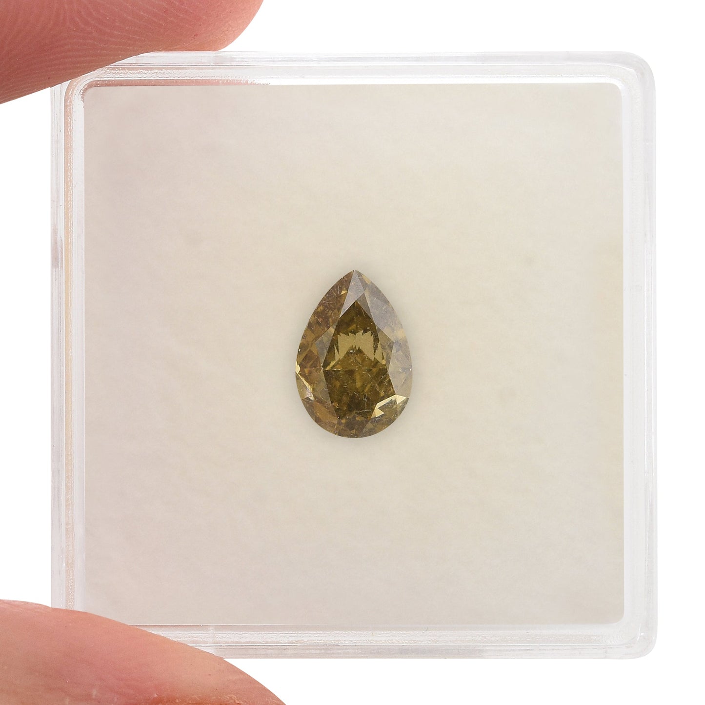 1,08 Karat Fancy Dark Brown Greenish Yellow Birnear Diamond SI1 GIA