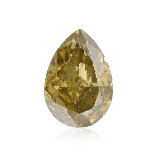 1,08 Karat Fancy Dark Brown Greenish Yellow Birnear Diamond SI1 GIA