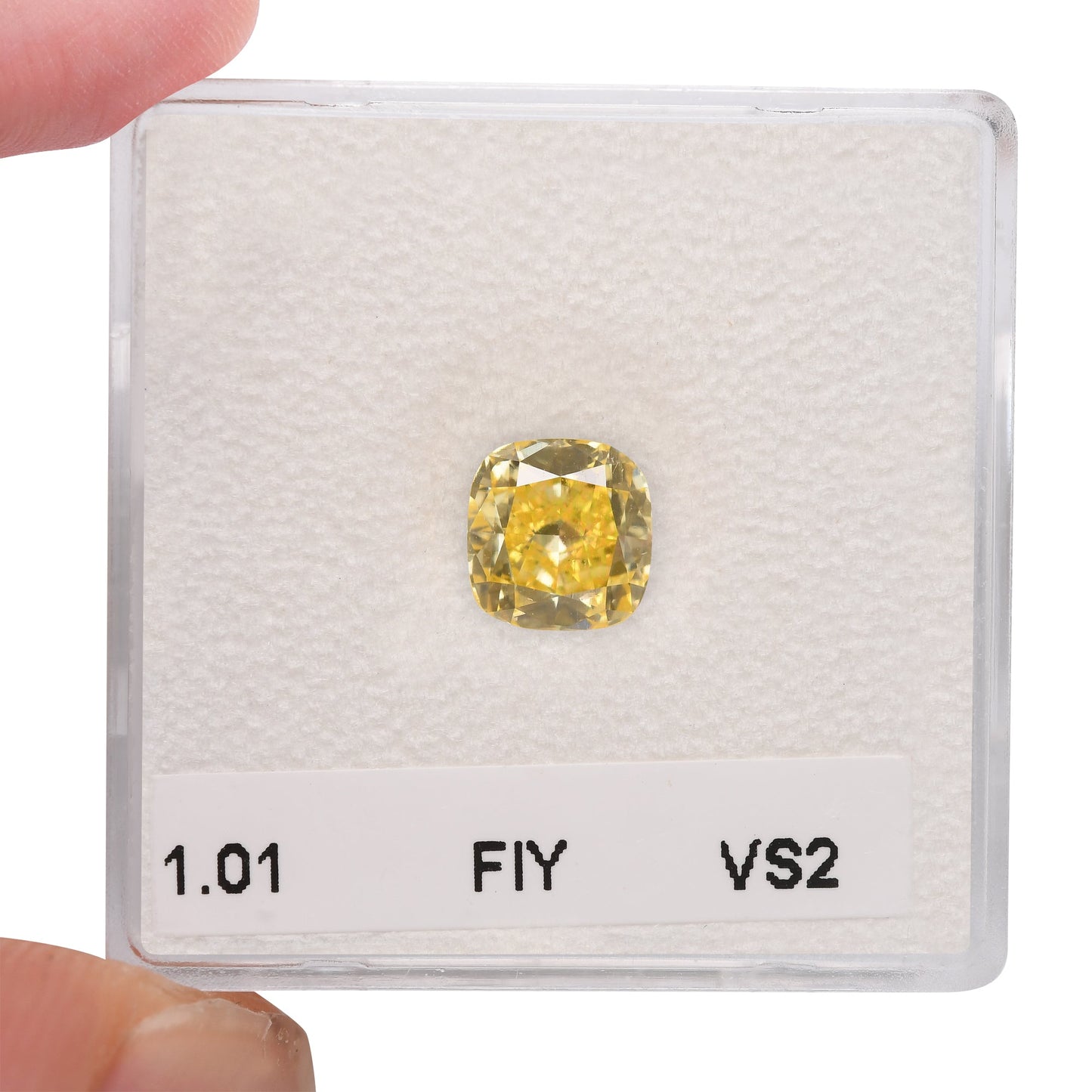 1,01 Karat Fancy Intense Yellow Cushion Diamond VS2 GIA