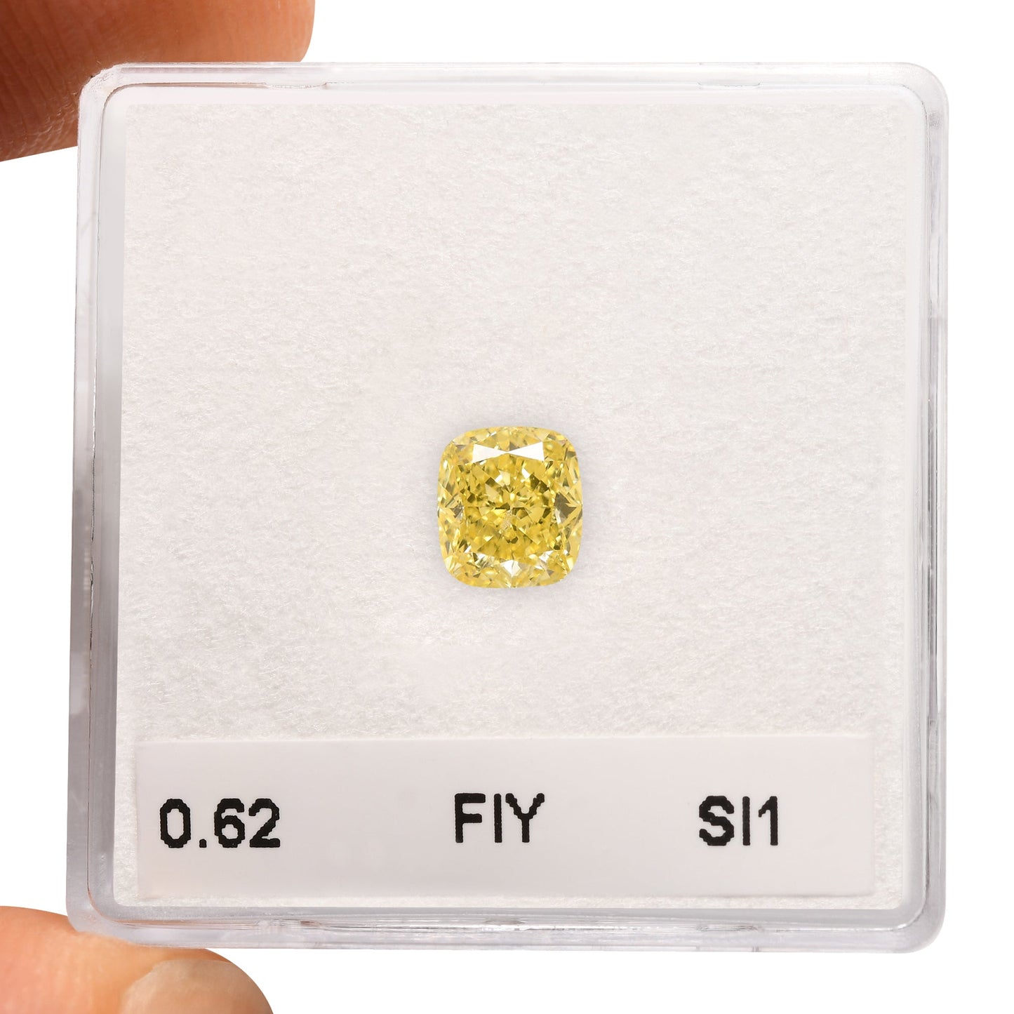 0,62 Karat Fancy Intense Yellow Cushion Diamond SI1 GIA