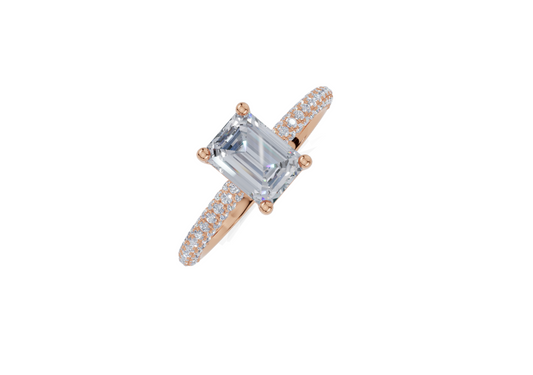18ct Emerald 1.00Carat G/H-CC SI Plain U Micro 4Pr  Diamond Ring