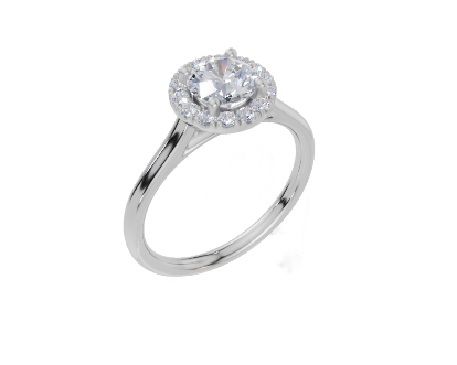 18ct Round 0.75Carat G/H-RA SI Cathedral Plain Single Halo  Diamond Ring
