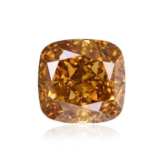 5,73 Karat Fancy Deep Brownish Orange Yellow Cushion Diamond SI1 GIA