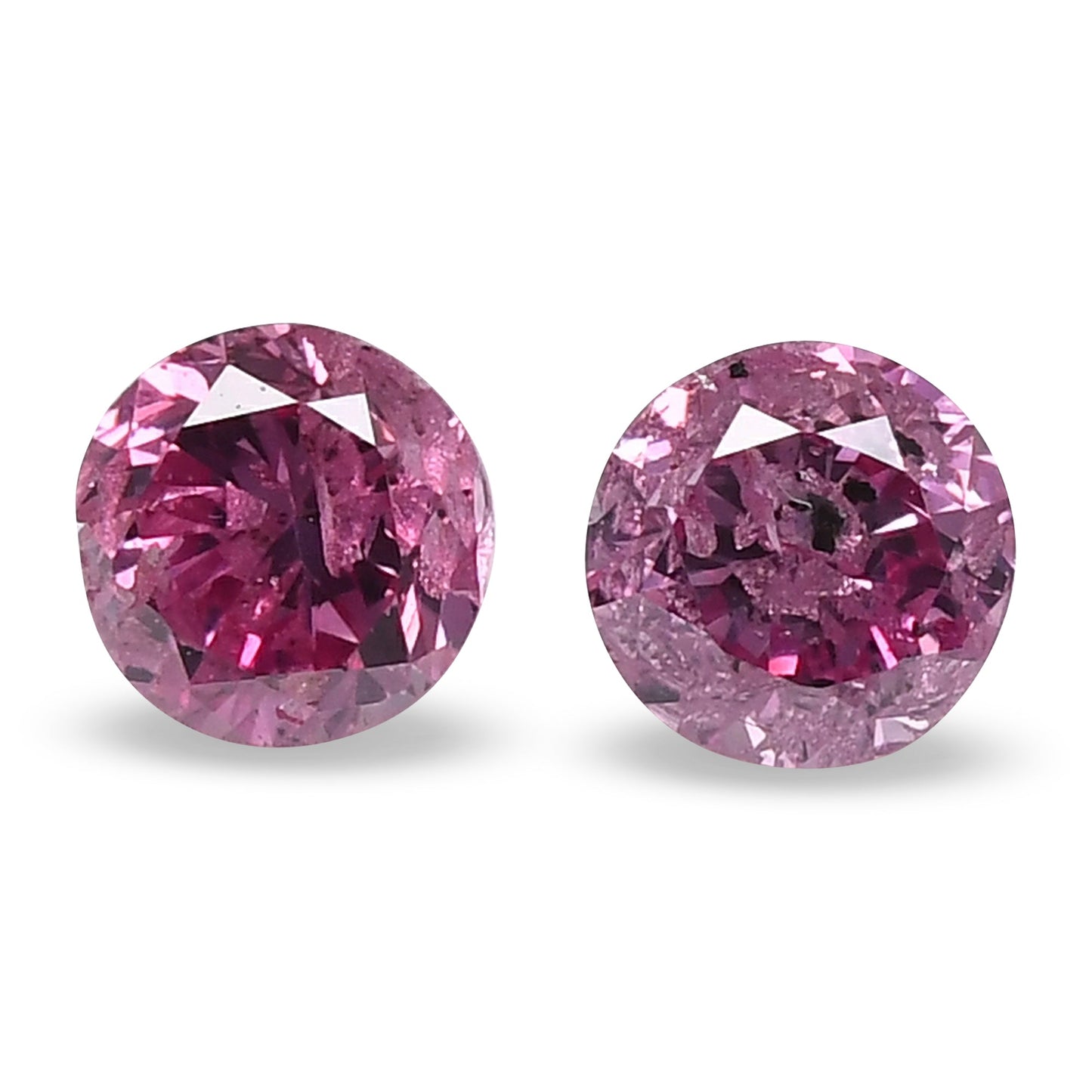 0,36 Karat Fancy Intense Purplish Pink Round Brilliant Diamonds I3