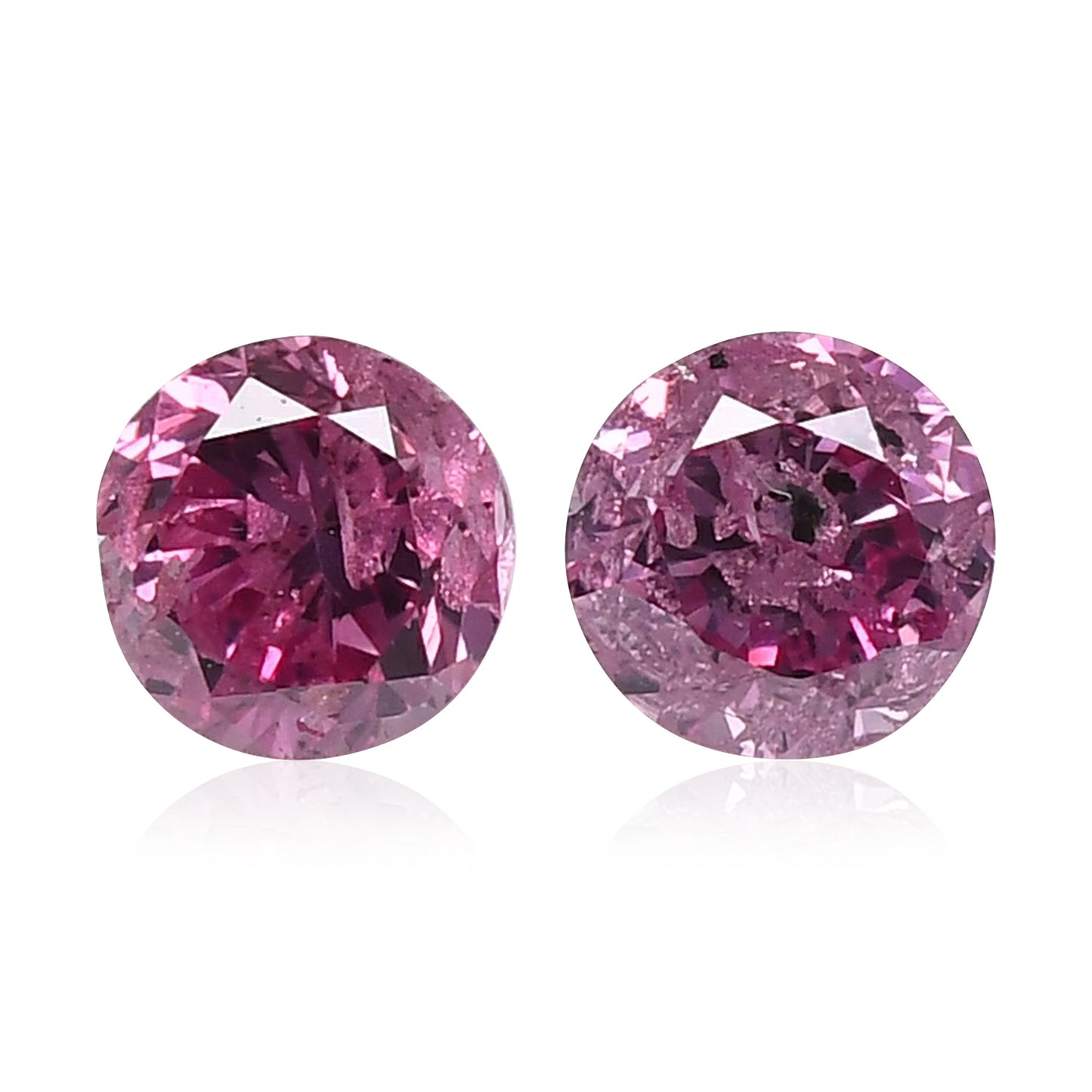 0,36 Karat Fancy Intense Purplish Pink Round Brilliant Diamonds I3