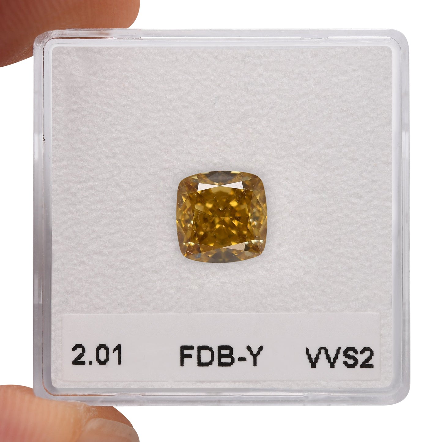 2,01 Karat Fancy Deep Brownish Yellow Cushion Diamond VVS2 GIA