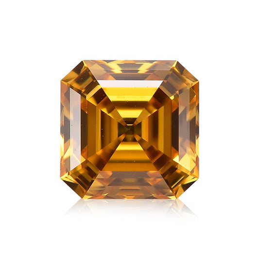 0.71 Carat Fancy Vivid Orangy Yellow Asscher Diamond VS2 GIA