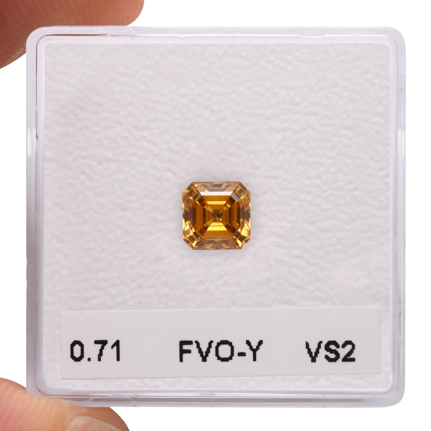 0,71 Karat Fancy Vivid Orange Yellow Asscher-Diamant VS2 GIA
