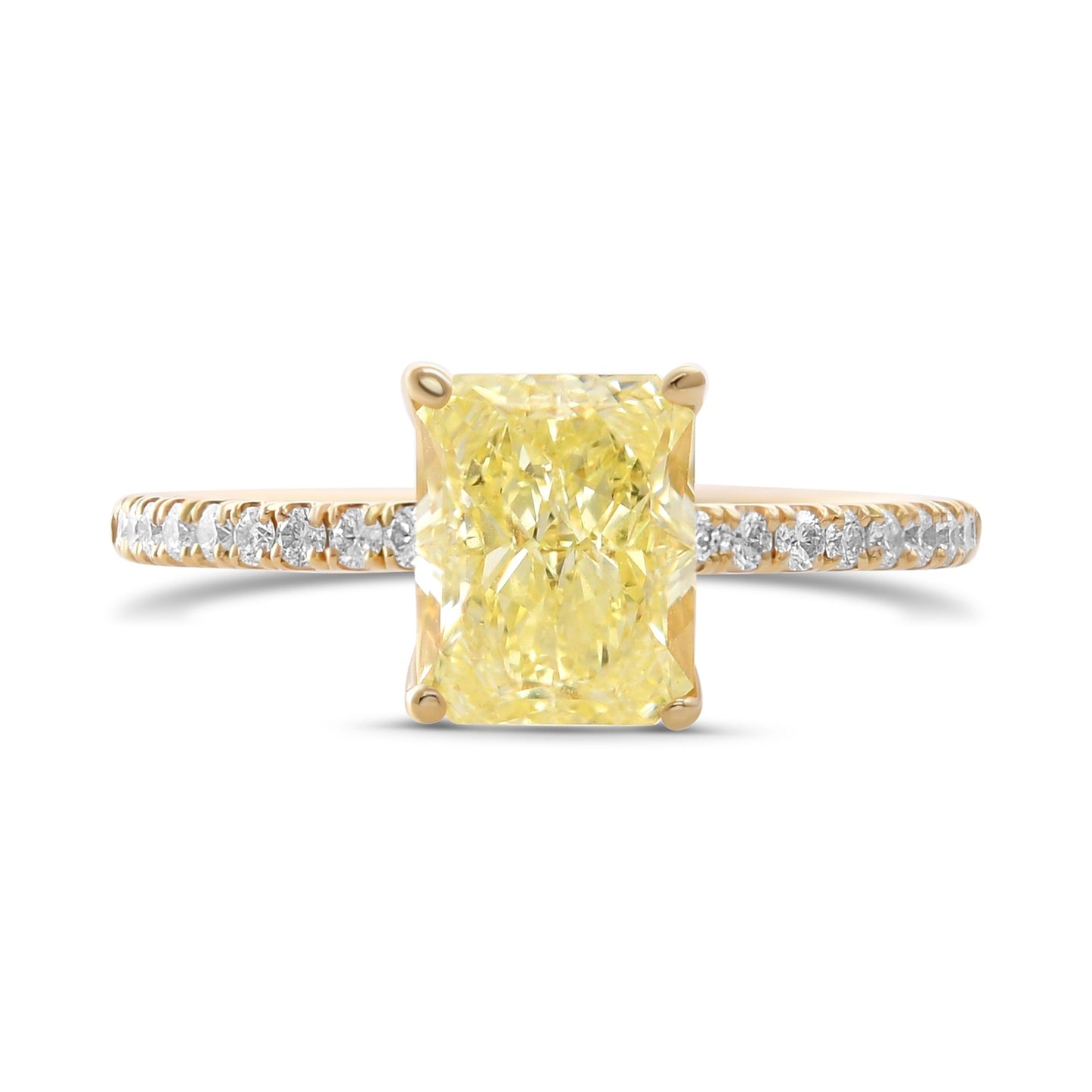 Fancy Yellow Radiant Diamond Side-stone Ring VVS1 GIA