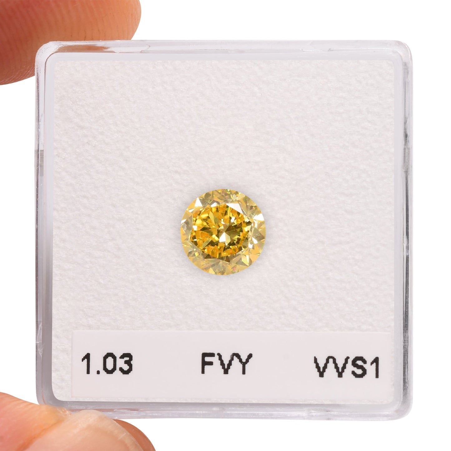 1,03 Karat Fancy Vivid Yellow Runder Diamant VVS1 GIA