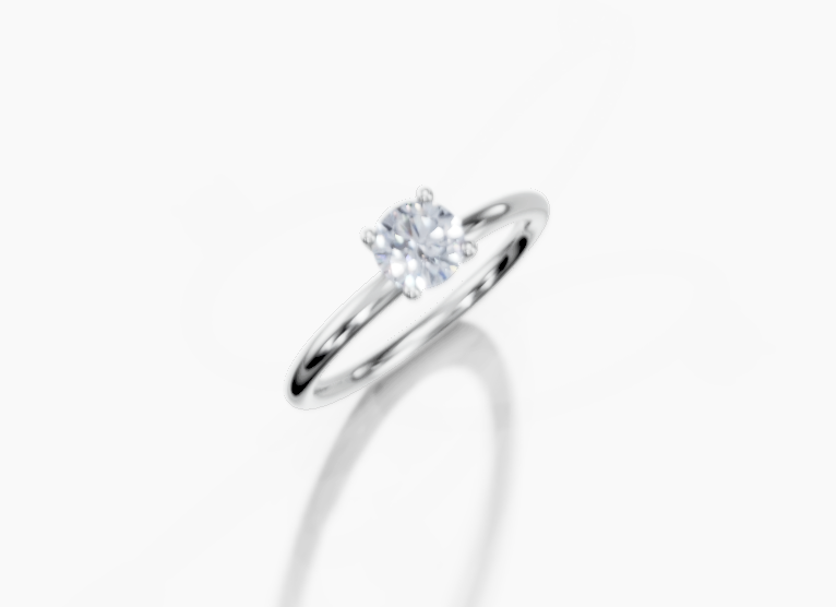 18K Round 0.3 Carat G/H SI Plain Plain 4Pr Diamond Ring