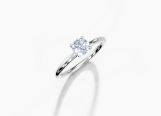 18K Round 0.3 Carat G/H SI Plain Plain 4Pr Diamond Ring