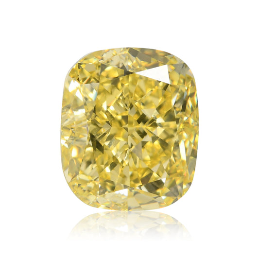 6,01 Karat Fancy Intense Yellow Cushion Diamond VS2 GIA