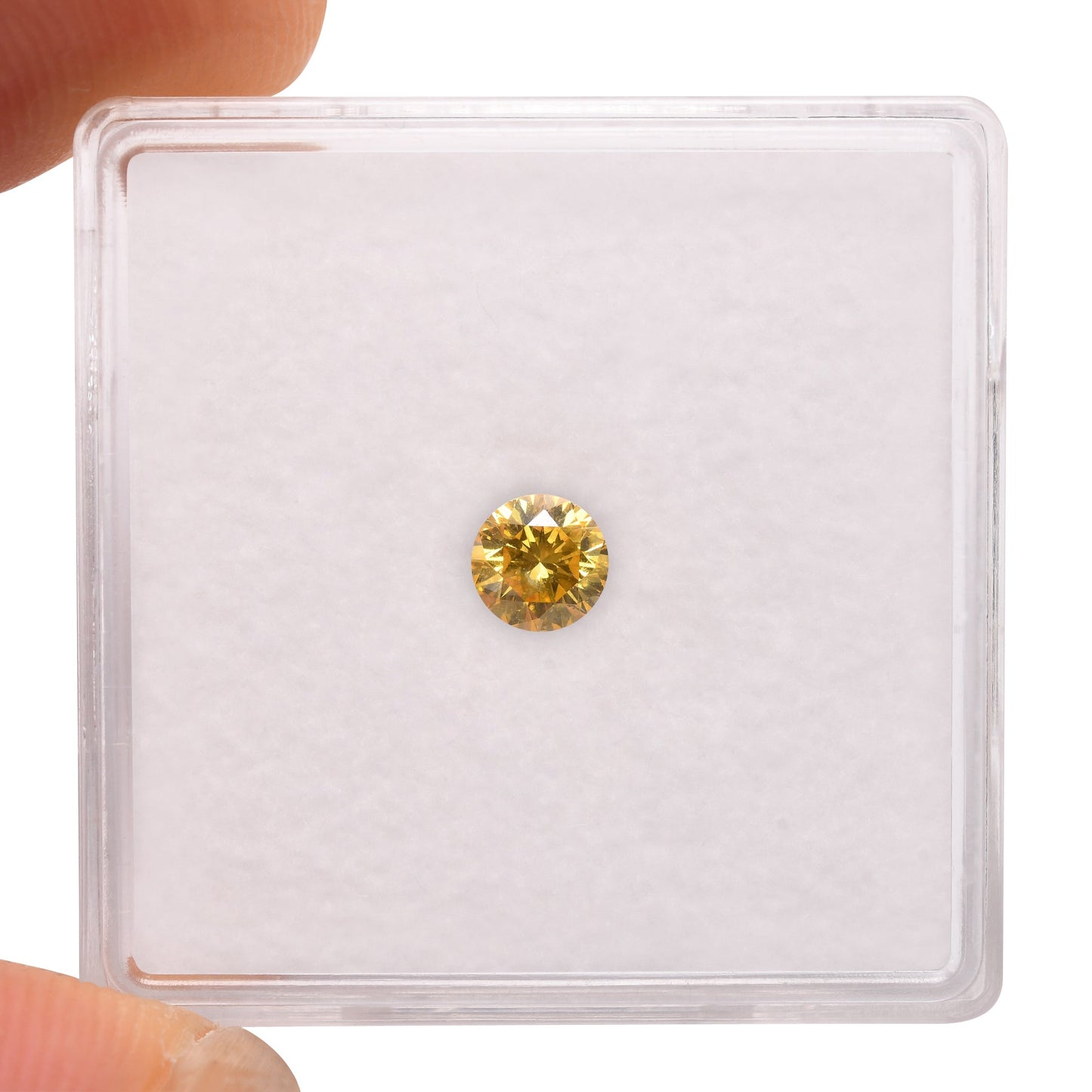 0.27 Carat Fancy Vivid Yellow Round Brilliant Diamond I2 GIA