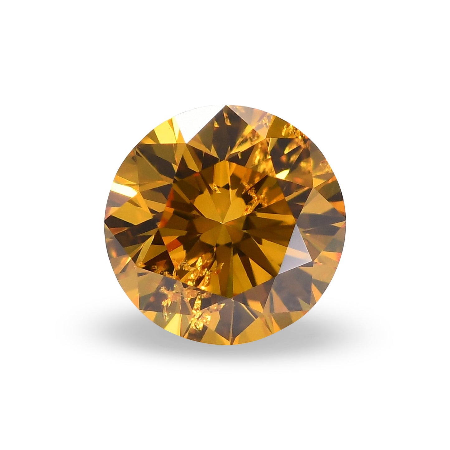 0.43 Carat Fancy Vivid Orangy Yellow Round Brilliant Diamond I2 GIA