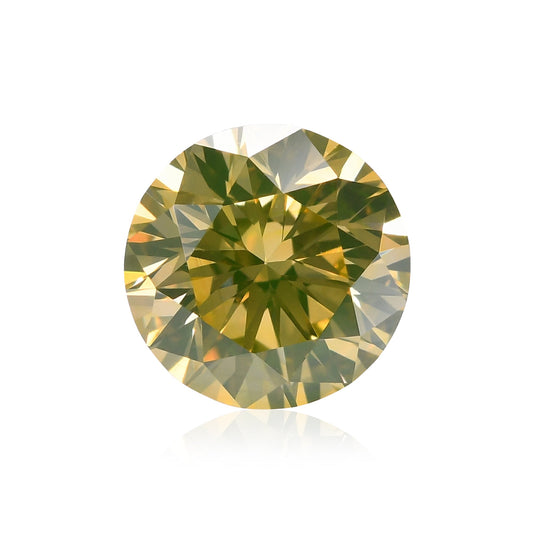 0.57 Carat Fancy Greenish Yellow Round Brilliant Diamond VS1 GIA