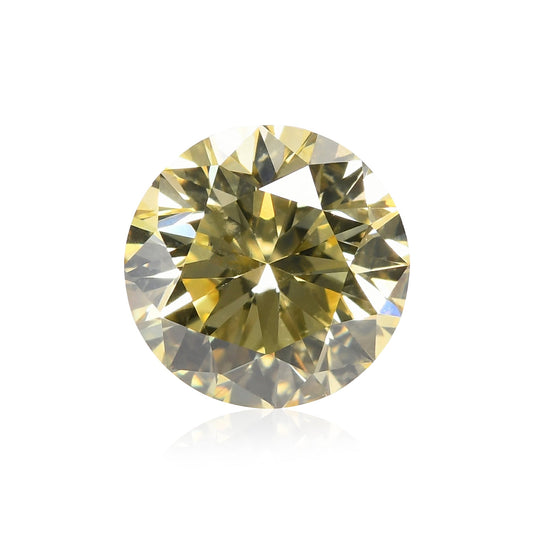 0.69 Carat Fancy Yellow Round Brilliant Diamond SI2 GIA