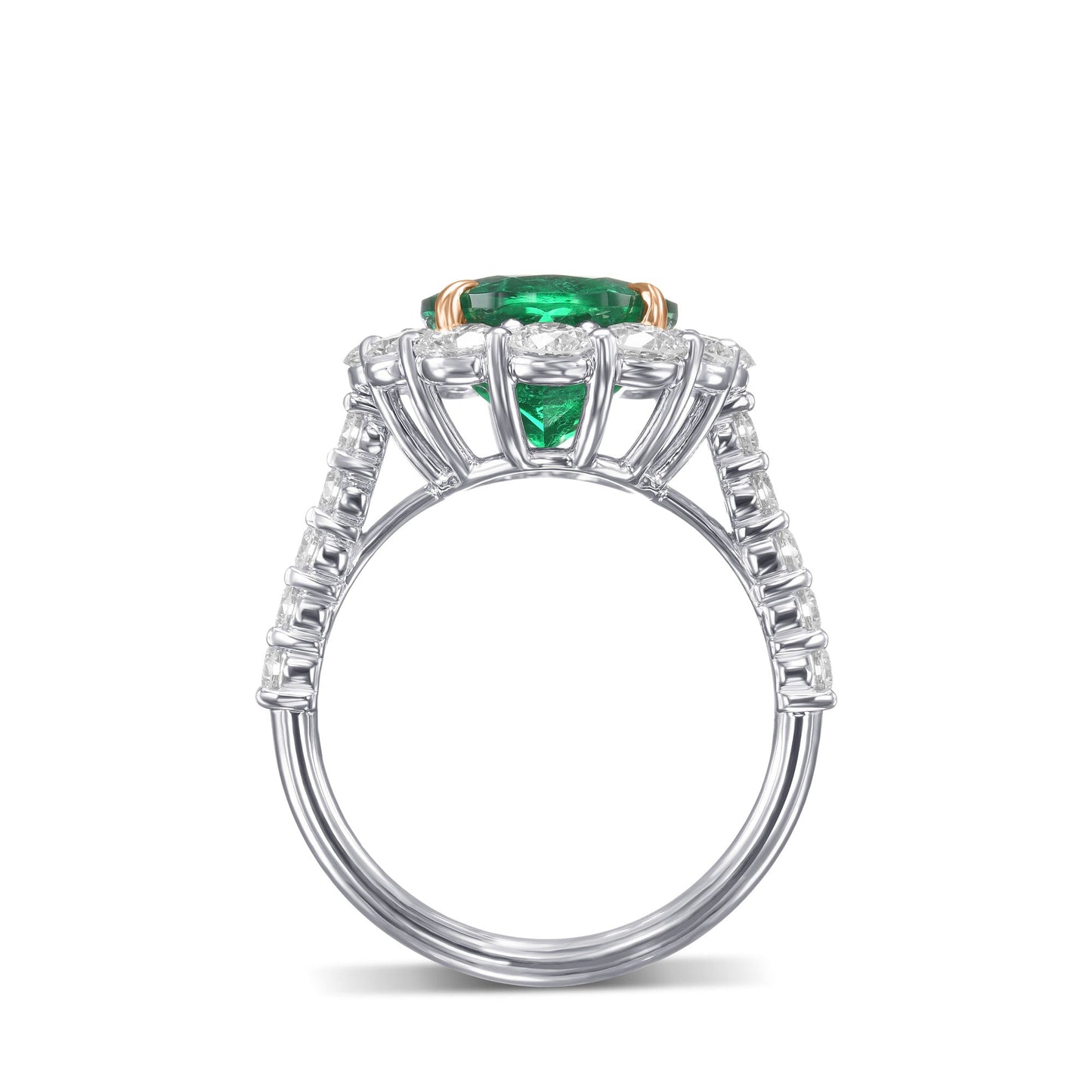Ovaler Muzo-Ring mit Smaragd und Diamant-Halo