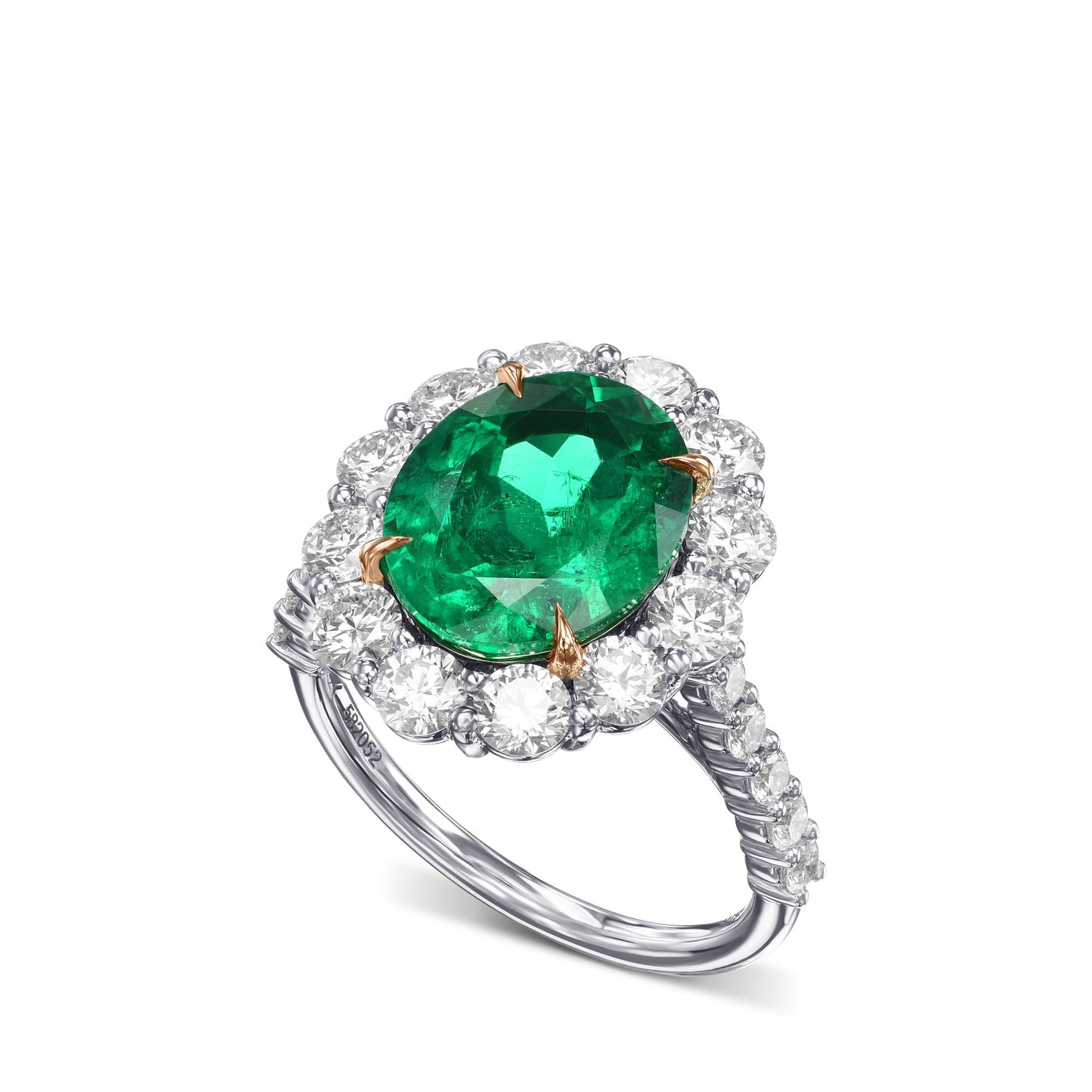 Ovaler Muzo-Ring mit Smaragd und Diamant-Halo