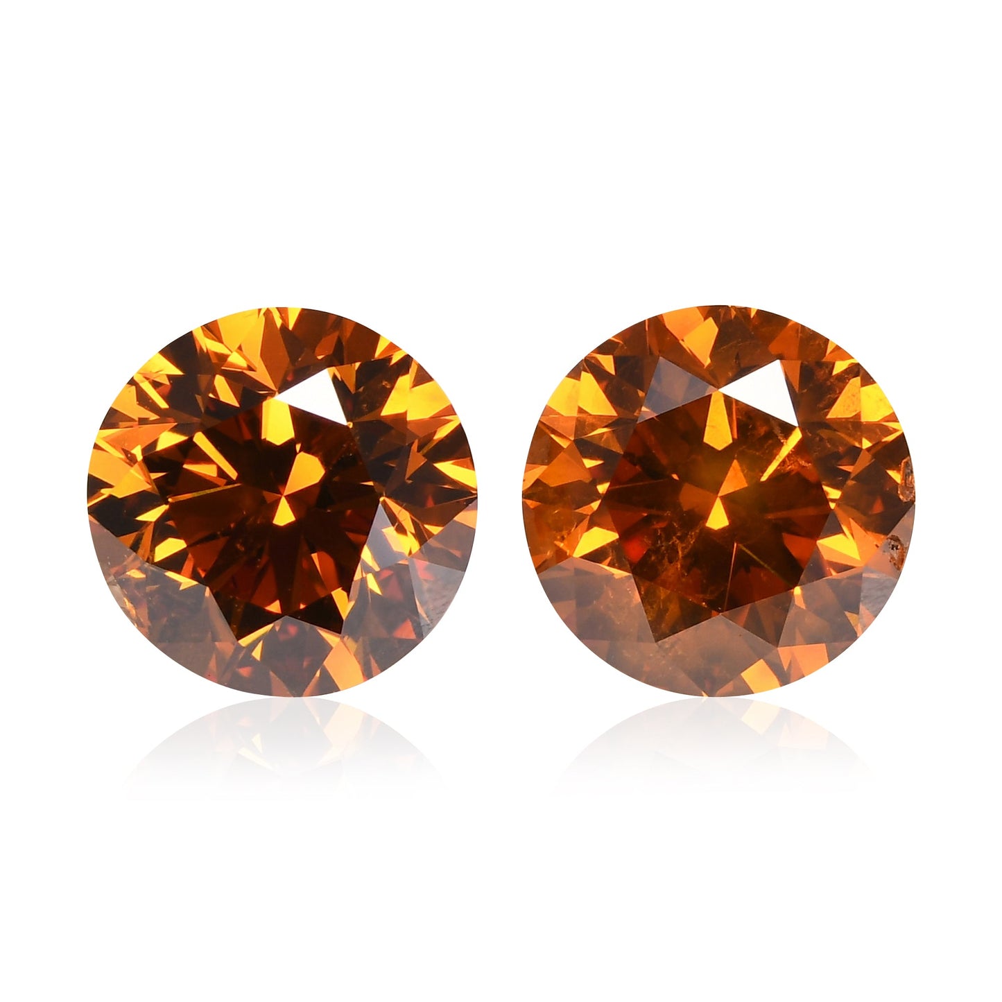 2,01 Karat Fancy Deep Yellowish Orange Round Brilliant Diamonds (I1)