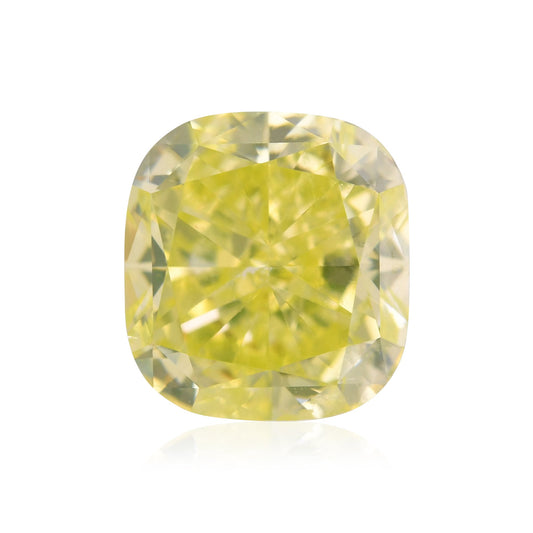 1,72 Karat Fancy Intense Greenish Yellow Cushion Diamond VS2 GIA
