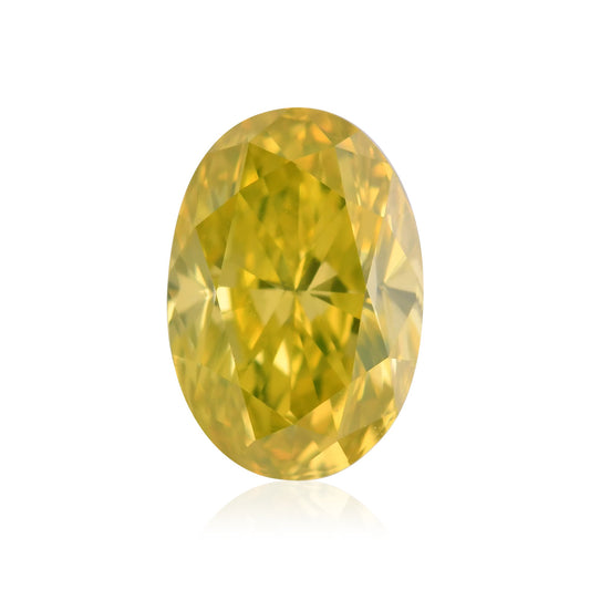 0.58 Carat Fancy Vivid Greenish Yellow Oval Diamond VS1 GIA