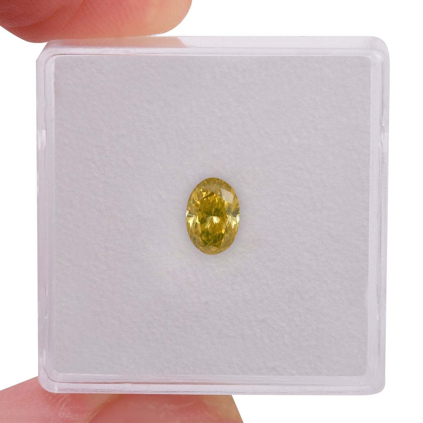 0.58 Carat Fancy Vivid Greenish Yellow Oval Diamond VS1 GIA