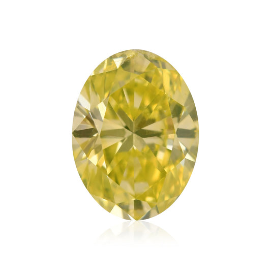 0.72 Carat Fancy Intense Greenish Yellow Oval Diamond VVS2 GIA