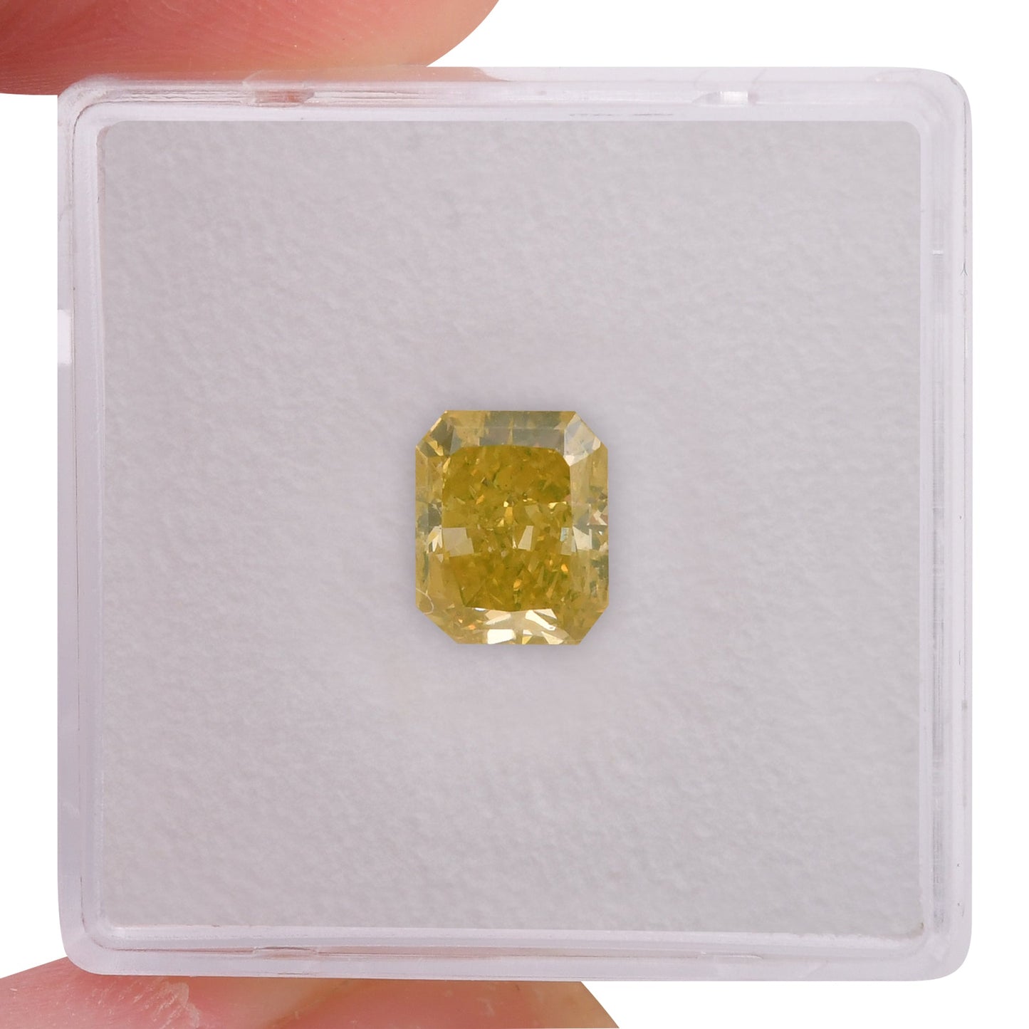 1.71 Carat Fancy Intense Greenish Yellow Radiant Diamond SI1 GIA