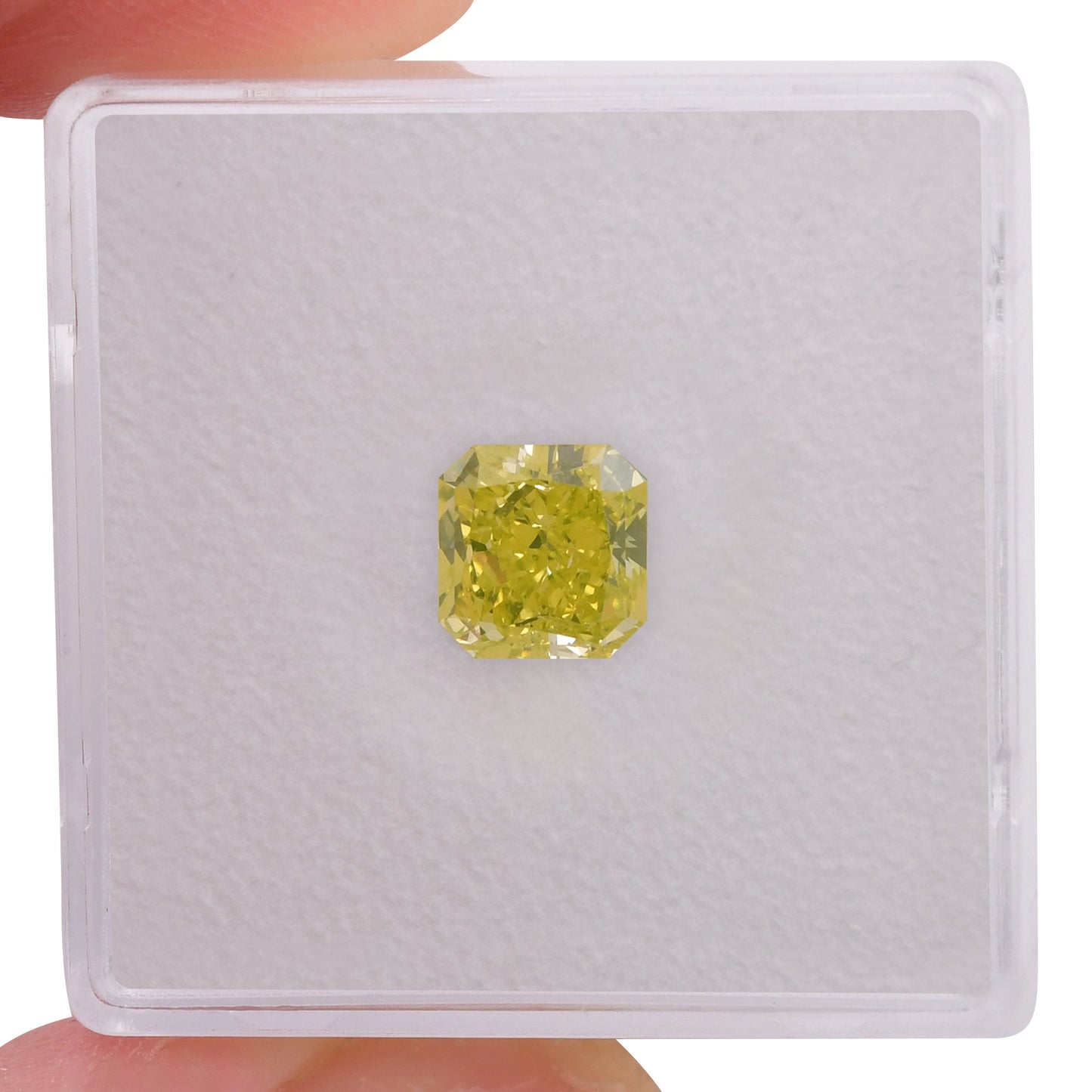 1.45 Carat Fancy Vivid Green Yellow Radiant Diamond SI2 GIA