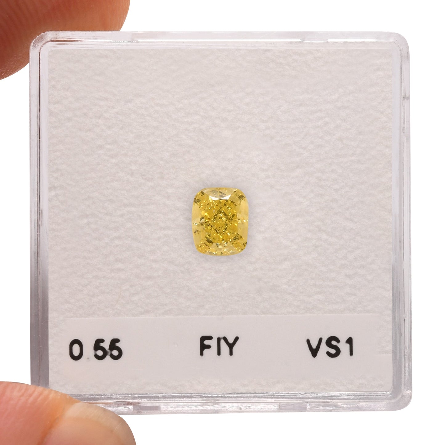 0,55 Karat Fancy Intense Yellow Cushion Diamond VS1 GIA