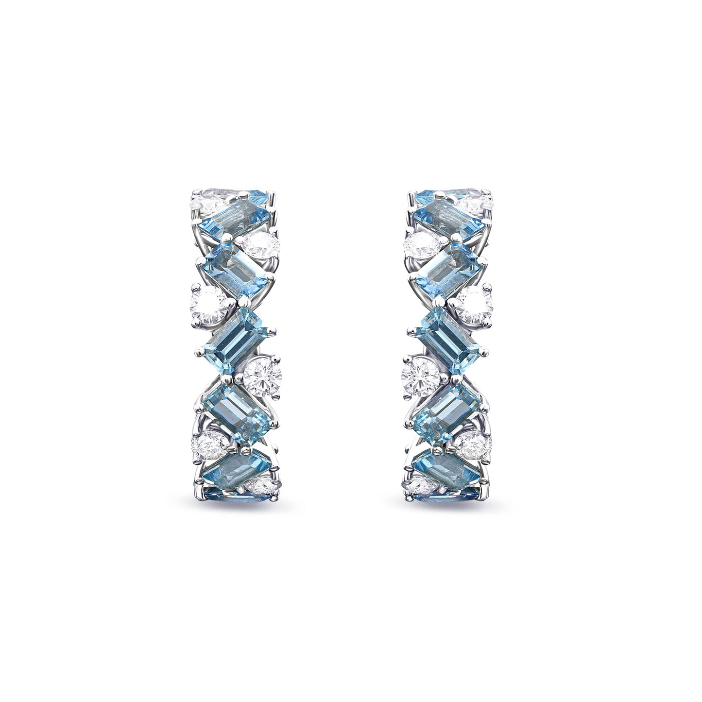 Aquamarin- und Diamant-Creolen