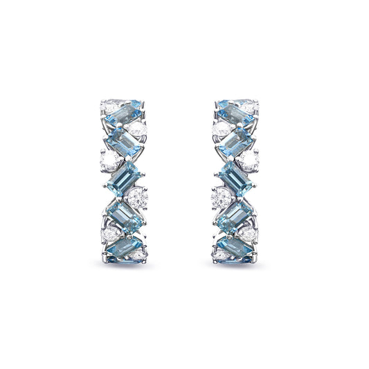 Aquamarin- und Diamant-Creolen