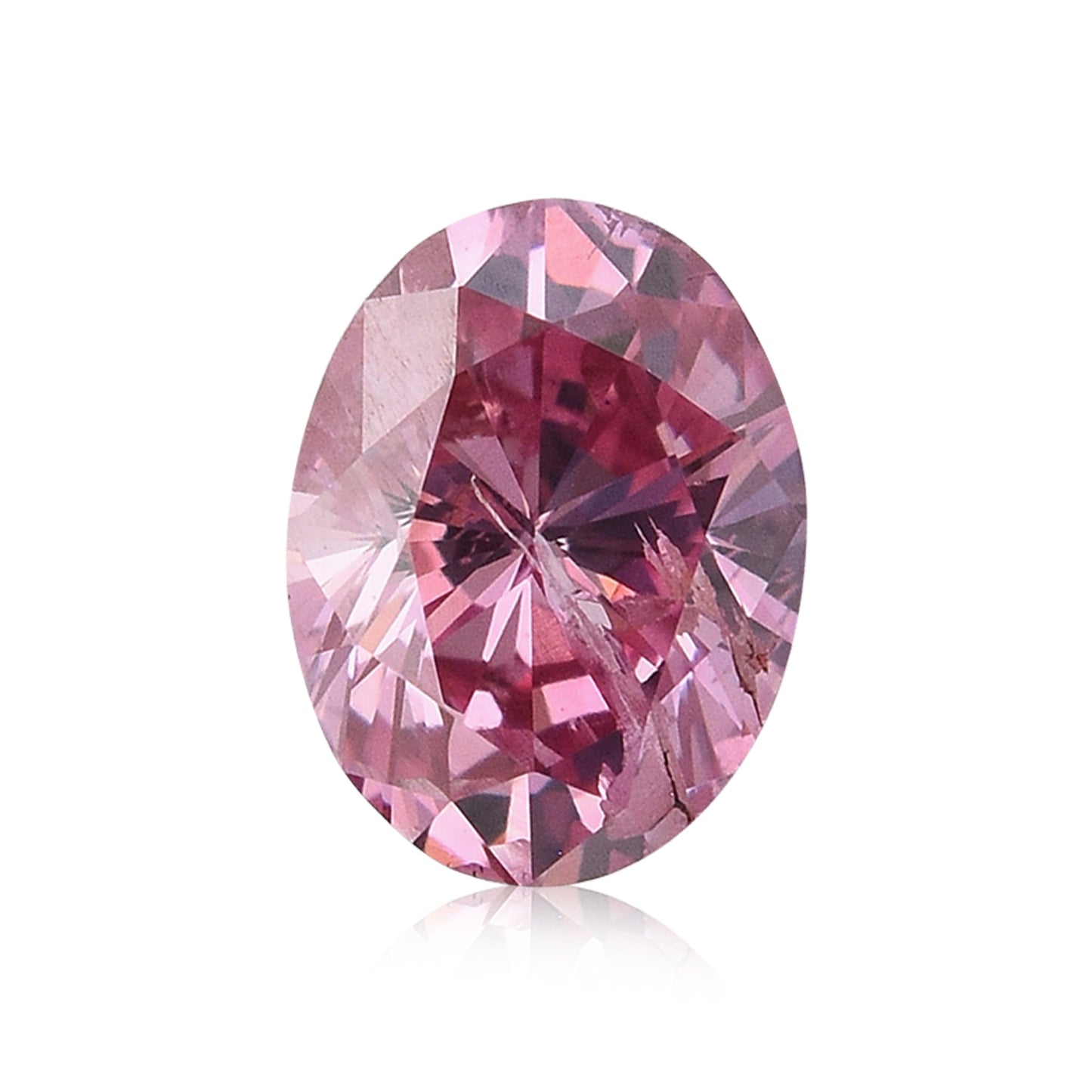 0.39 Carat Fancy Intense Purplish Pink Oval Diamond (I1) GIA