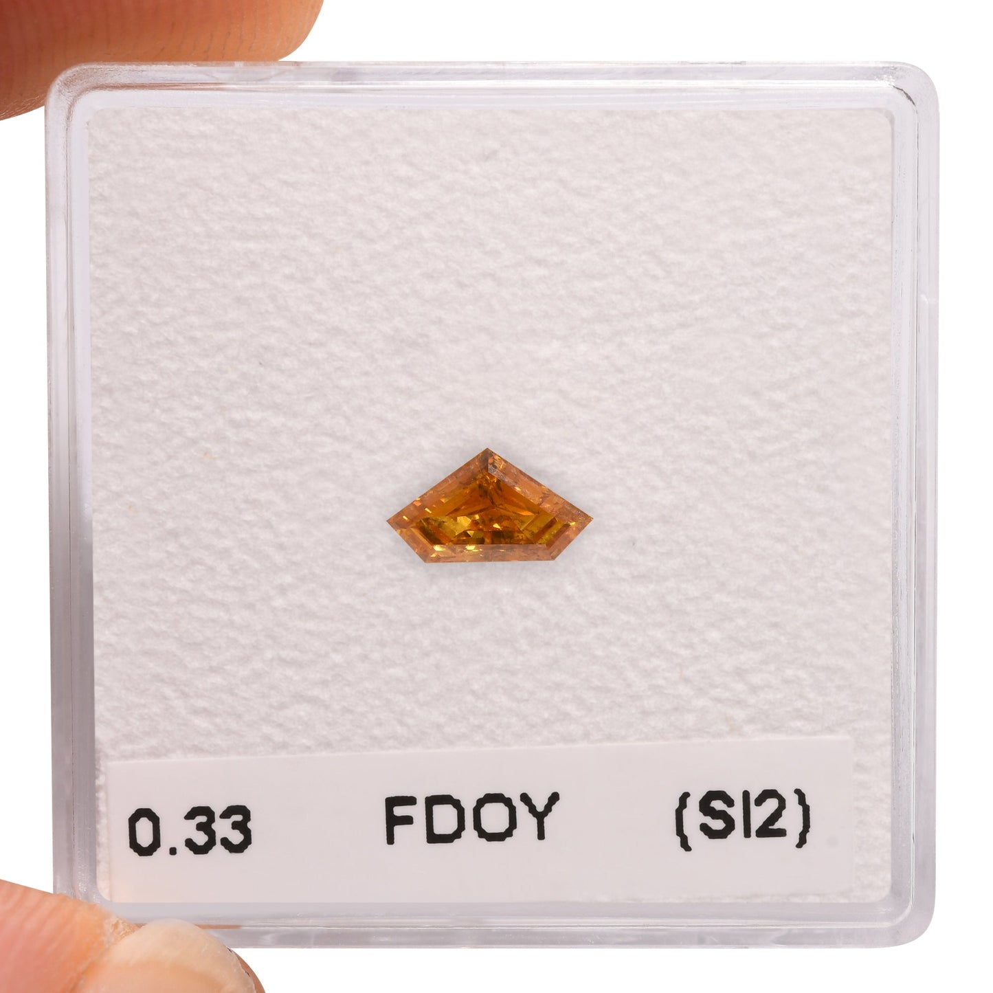 0,33 Karat Diamant im Schildschliff, Farbe: Fancy Deep Orange Yellow (SI2), GIA