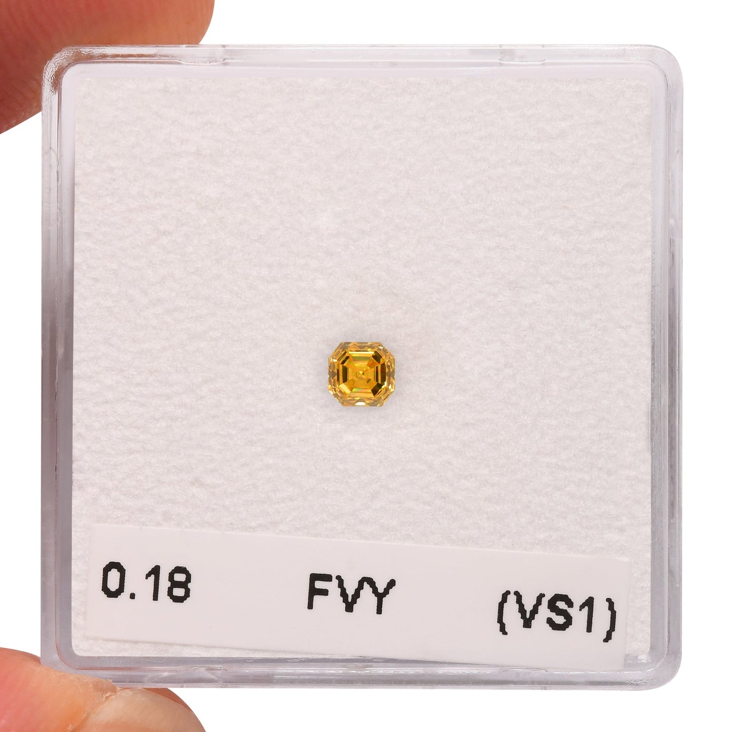 0.18 Carat Fancy Vivid Yellow Radiant Diamond (VS1) GIA