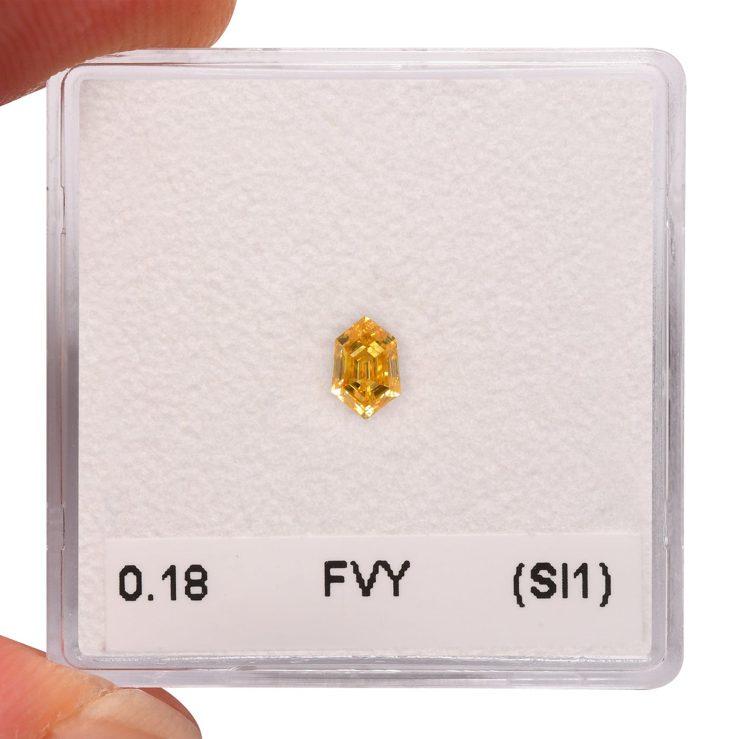 0.18 Carat Fancy Vivid Yellow Hexagonal  Diamond (SI1) GIA