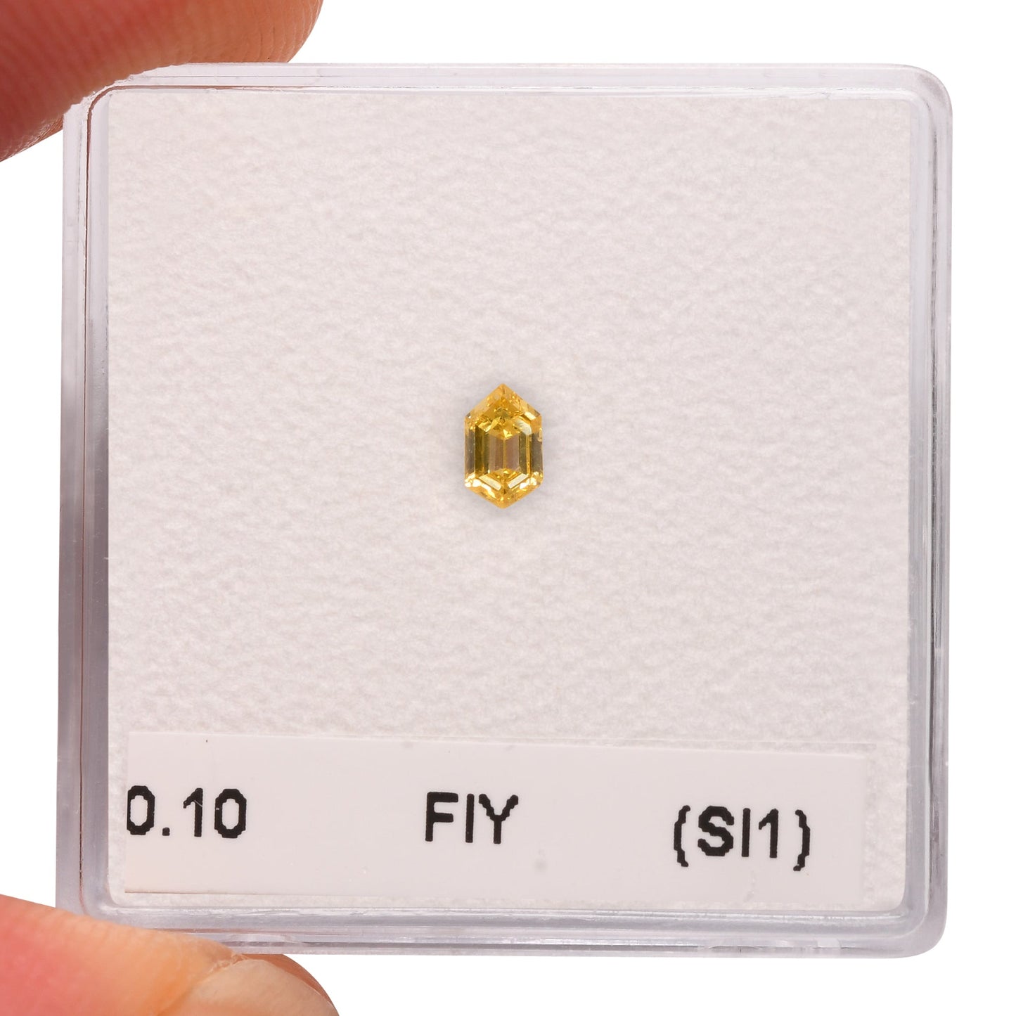 0.10 Carat Fancy Intense Yellow Hexagonal  Diamond (SI1) GIA
