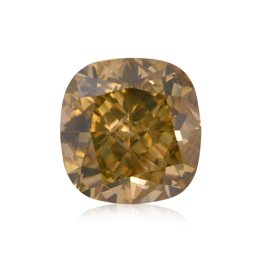 1,80 Karat Fancy Dark Brown Greenish Yellow Cushion Diamond SI2 GIA