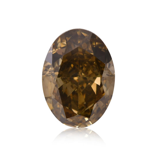 2,52 Karat Fancy Dunkelbraun Grünlich Gelb Ovaler Diamant VS2 GIA
