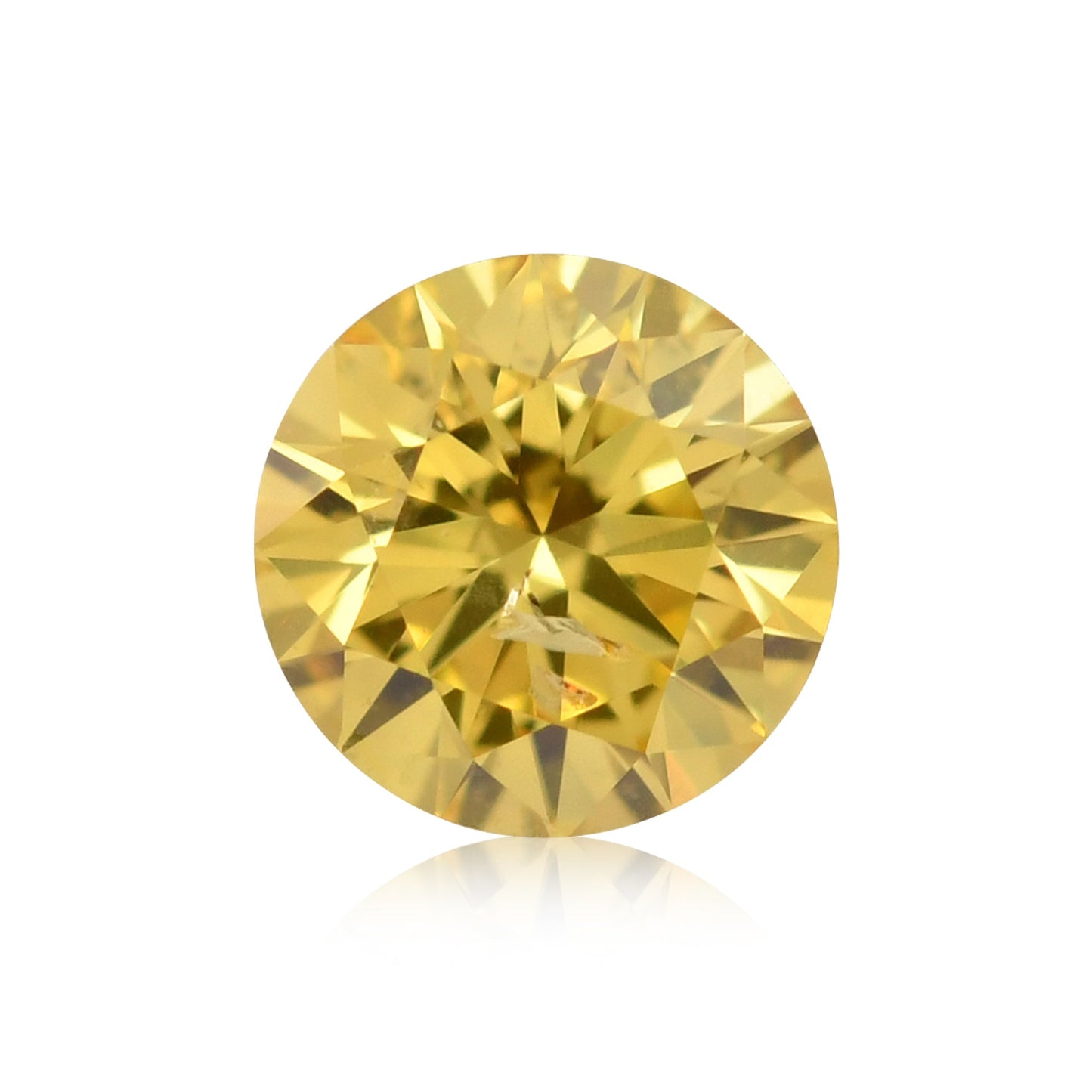 0.11 Carat Fancy Intense Yellow Round Brilliant Diamond (I1) GIA