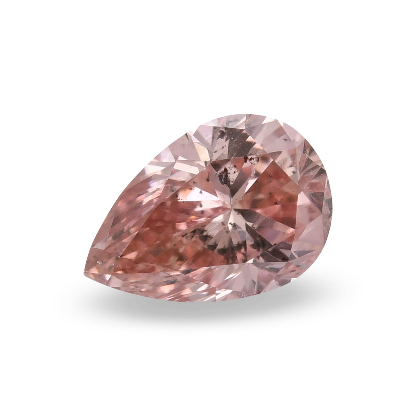 0.53 Carat Fancy Orangy Pink Pear Diamond SI2 GIA
