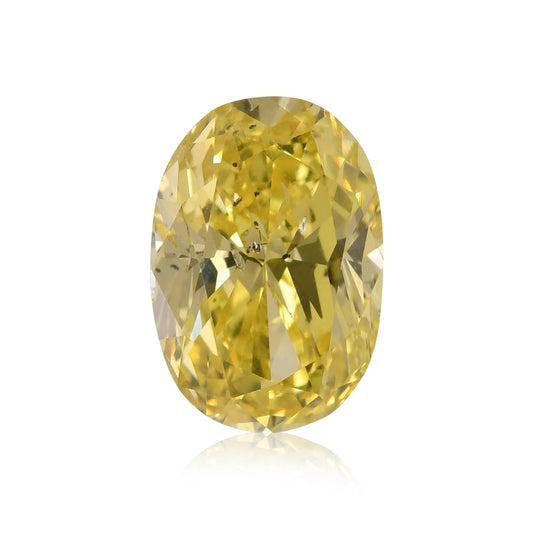 4,01 Karat Fancy Vivid Yellow Oval Diamond SI2 GIA