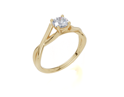 18ct Round 0.30Carat F/G VS/SI Twisted Plain 4Pr  Diamond Ring
