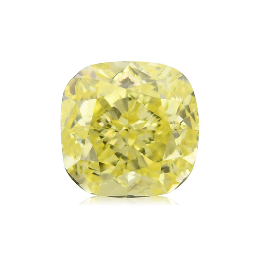0.64 Carat Fancy Intense Yellow Cushion Diamond VVS1 GIA
