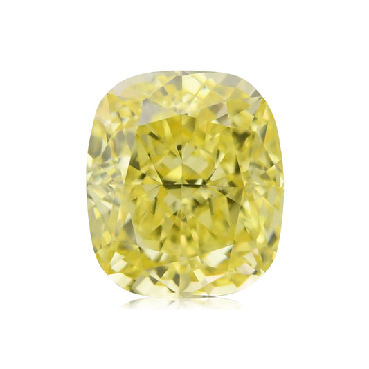 0,68 Karat Fancy Intense Yellow Cushion Diamond VVS2 GIA