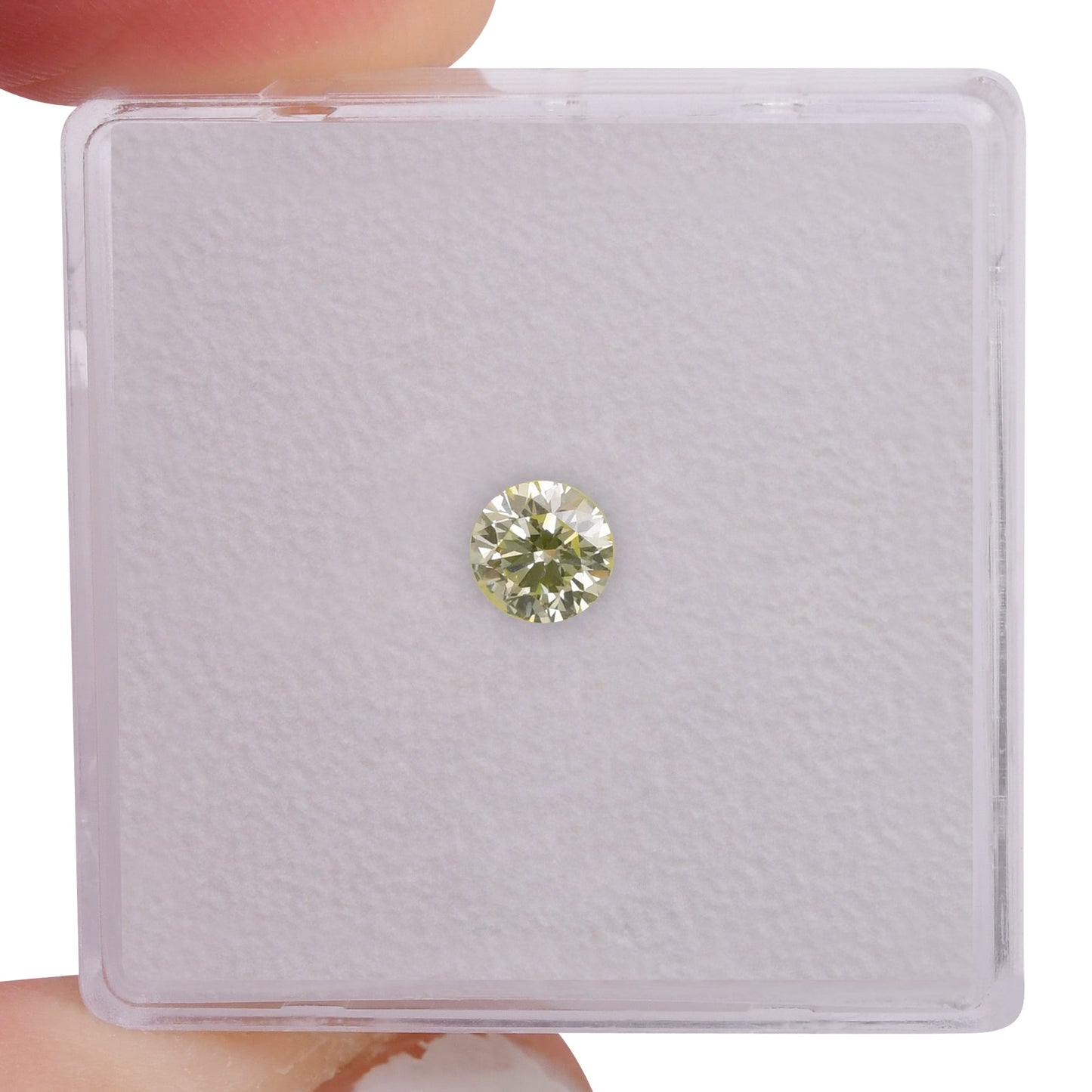 0.29 Carat Fancy Light Greenish Yellow Round Brilliant Diamond I1 GIA