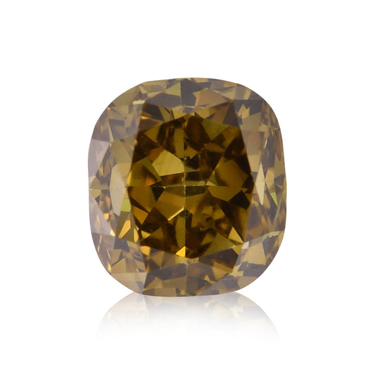 0.80 Carat Fancy Dark Brown Greenish Yellow Cushion Diamond VS2 GIA