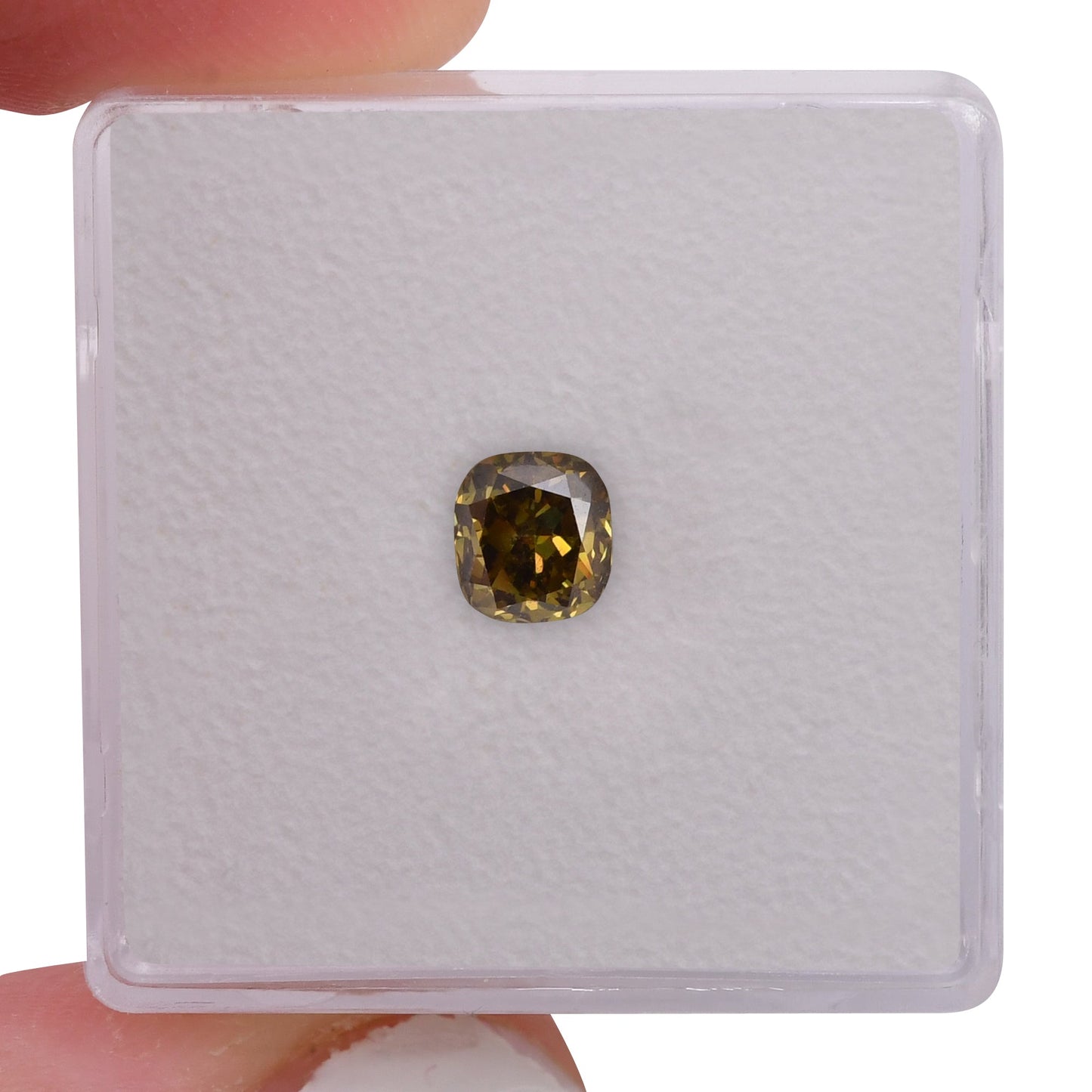 0.80 Carat Fancy Dark Brown Greenish Yellow Cushion Diamond VS2 GIA