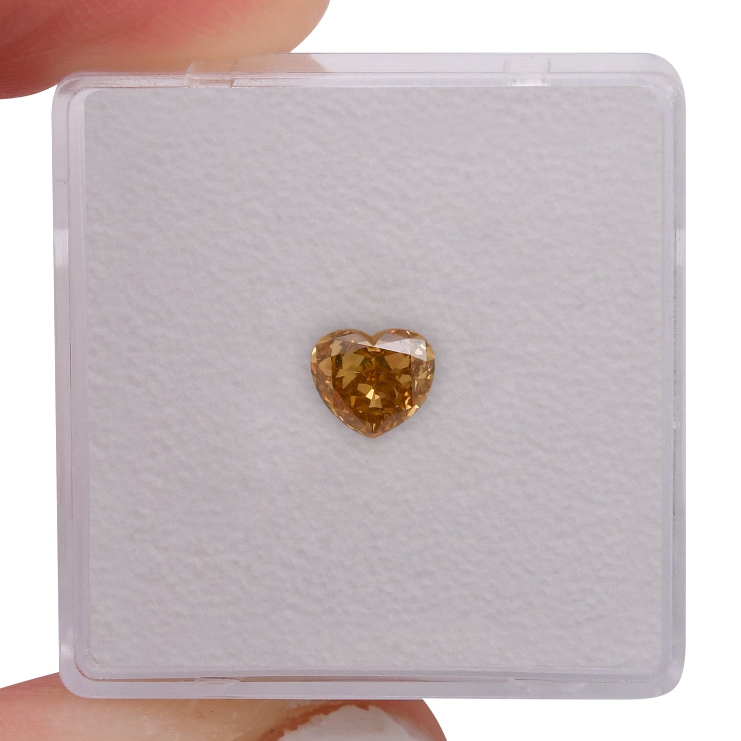 0.61 Carat Fancy Deep Brownish Orangy Yellow HEART Diamond VS2 GIA